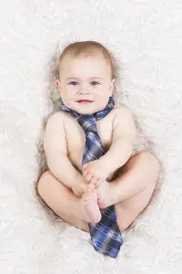 A baby boy wearing a tie